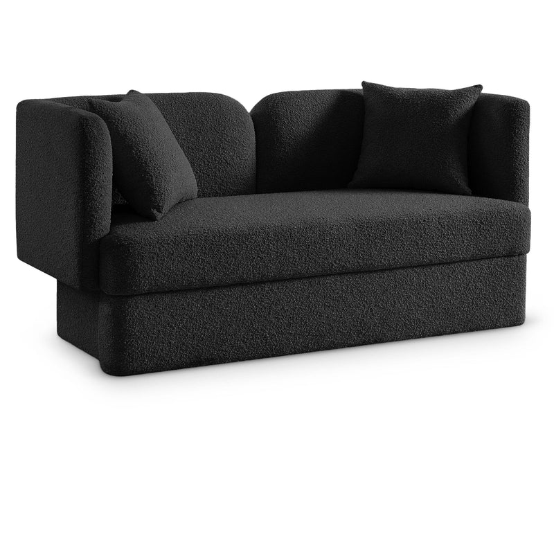 Meridian Marcel Black Boucle Fabric Loveseat IMAGE 1