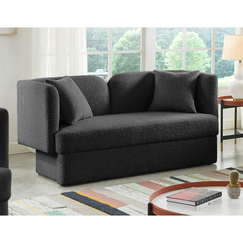 Meridian Marcel Black Boucle Fabric Loveseat IMAGE 2