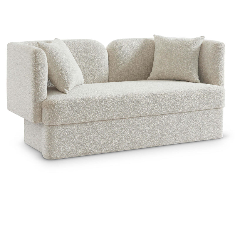 Meridian Marcel Cream Boucle Fabric Loveseat IMAGE 1