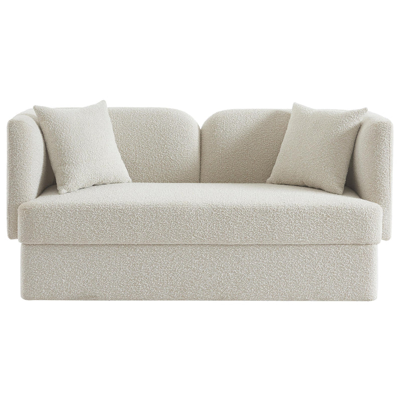 Meridian Marcel Cream Boucle Fabric Loveseat IMAGE 5