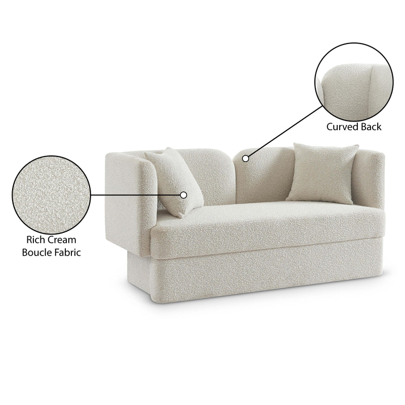 Meridian Marcel Cream Boucle Fabric Loveseat IMAGE 8