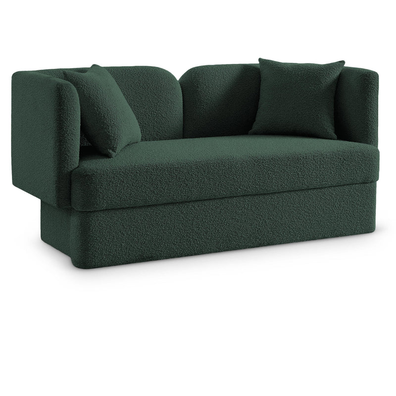 Meridian Marcel Green Boucle Fabric Loveseat IMAGE 1