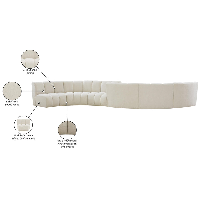 Meridian Infinity Cream Boucle Fabric 6 pc Modular Sectional IMAGE 13