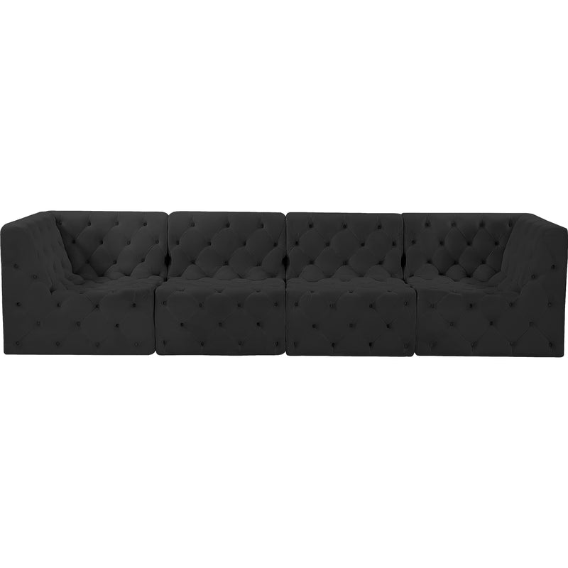 Meridian Tuft Black Velvet Modular Sofa IMAGE 5