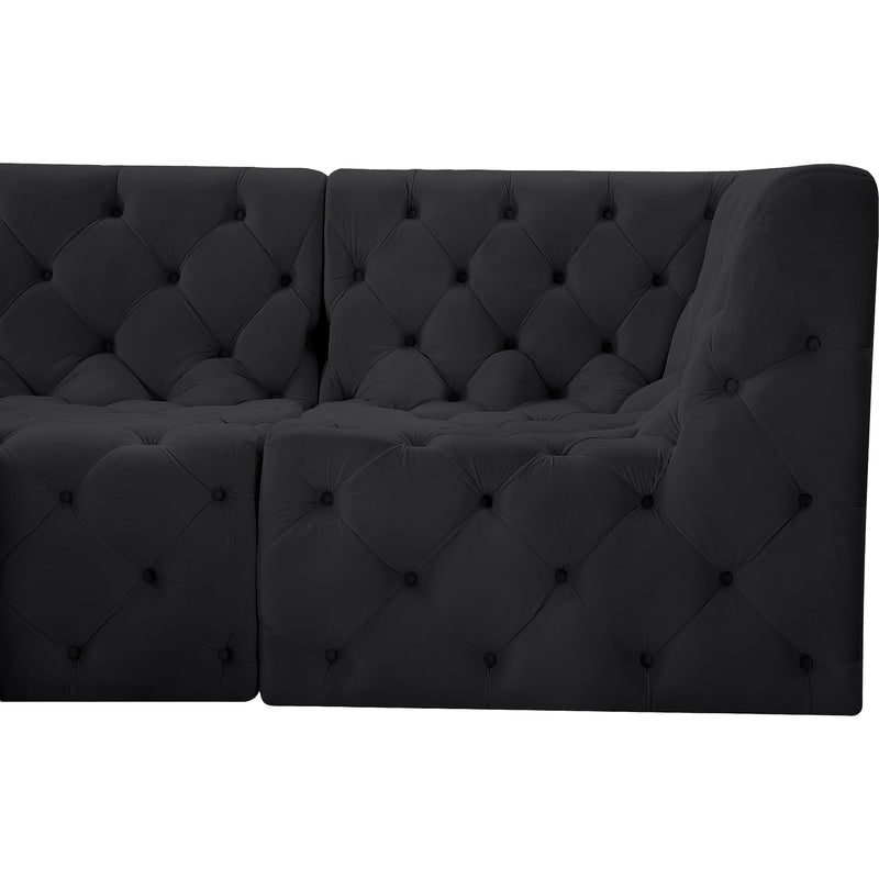 Meridian Tuft Black Velvet Modular Sofa IMAGE 7