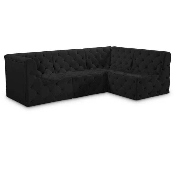 Meridian Tuft Black Velvet Modular Sectional IMAGE 1