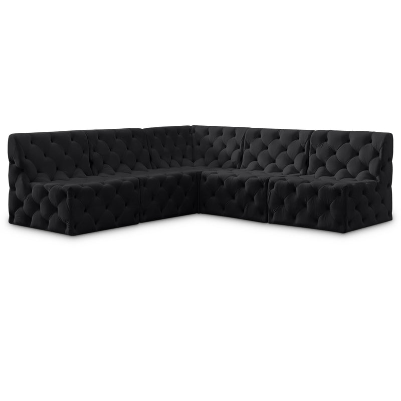 Meridian Tuft Black Velvet Modular Sectional IMAGE 15