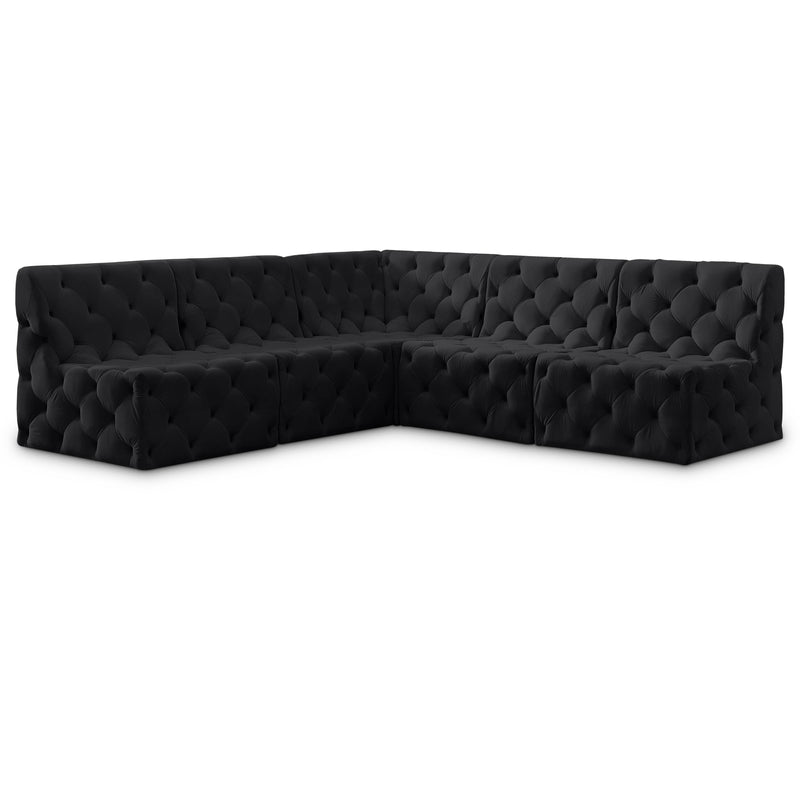 Meridian Tuft Black Velvet Modular Sectional IMAGE 1