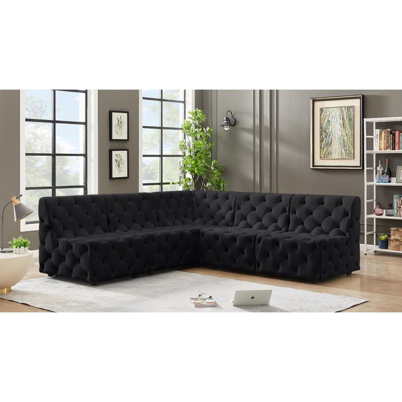 Meridian Tuft Black Velvet Modular Sectional IMAGE 2