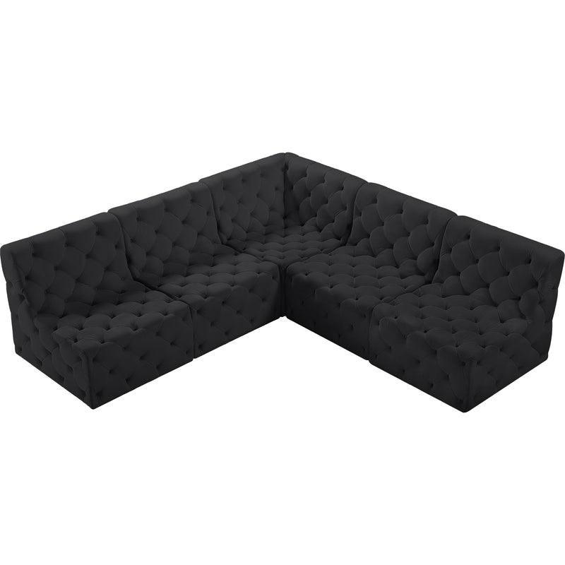 Meridian Tuft Black Velvet Modular Sectional IMAGE 5