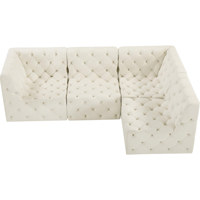 Meridian Tuft Cream Velvet Modular Sectional IMAGE 10