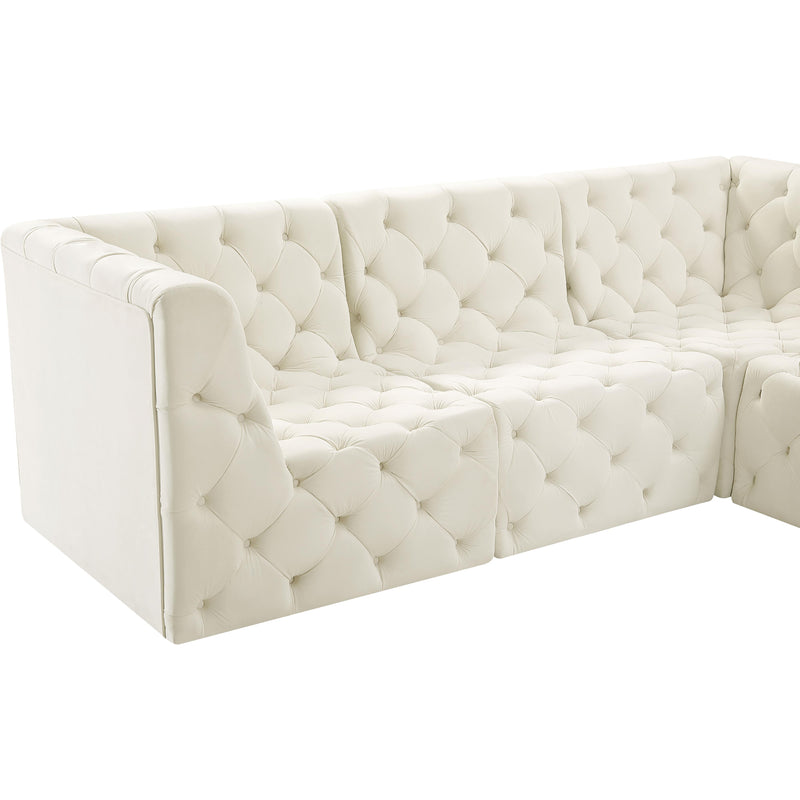 Meridian Tuft Cream Velvet Modular Sectional IMAGE 14