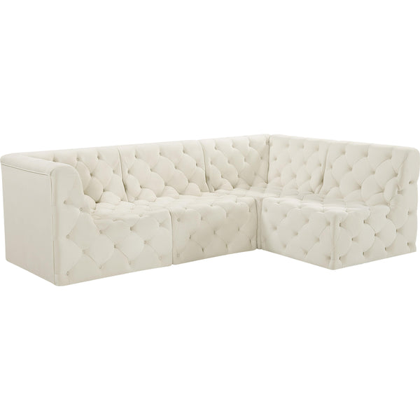 Meridian Tuft Cream Velvet Modular Sectional IMAGE 1