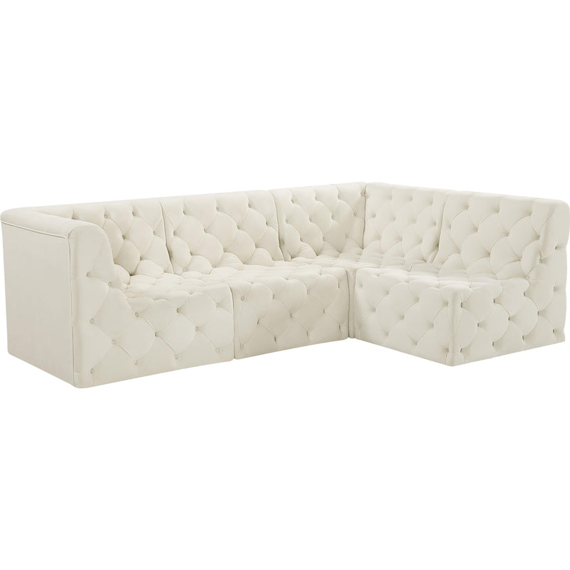 Meridian Tuft Cream Velvet Modular Sectional IMAGE 1