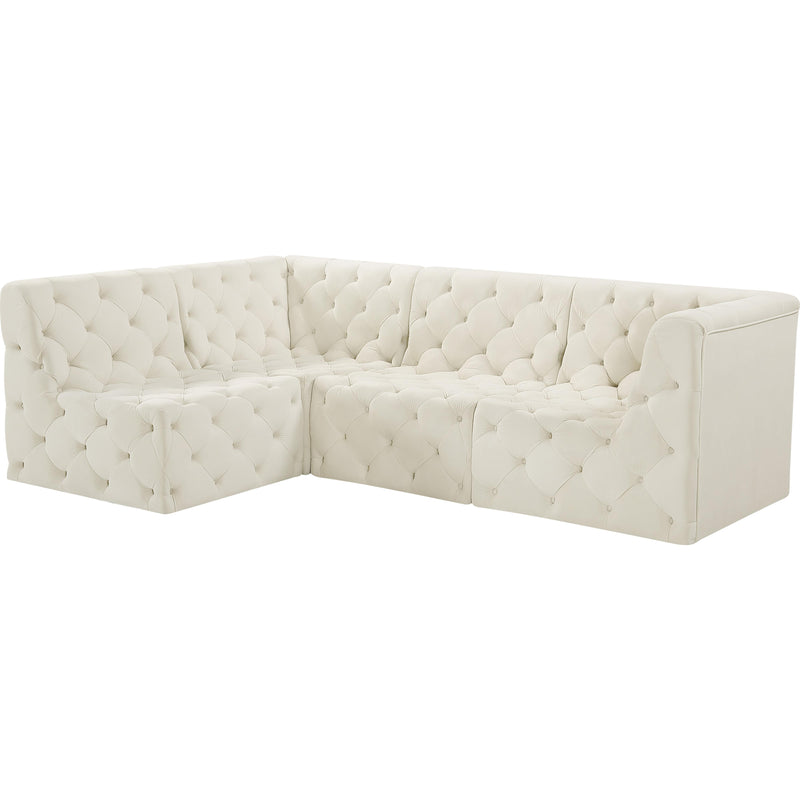 Meridian Tuft Cream Velvet Modular Sectional IMAGE 2