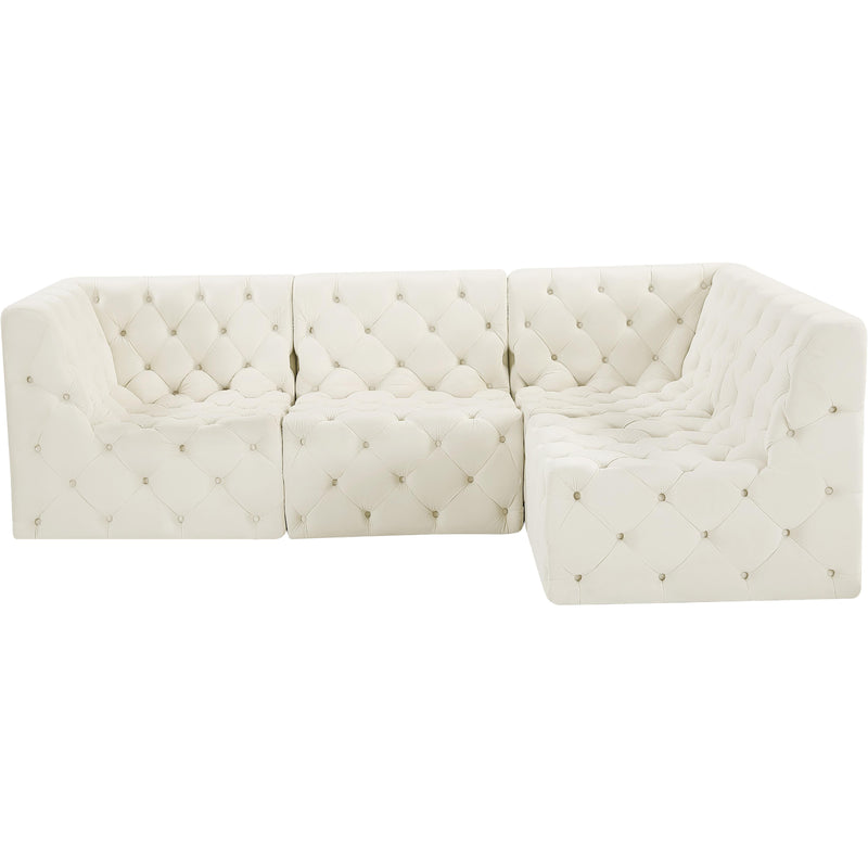 Meridian Tuft Cream Velvet Modular Sectional IMAGE 7