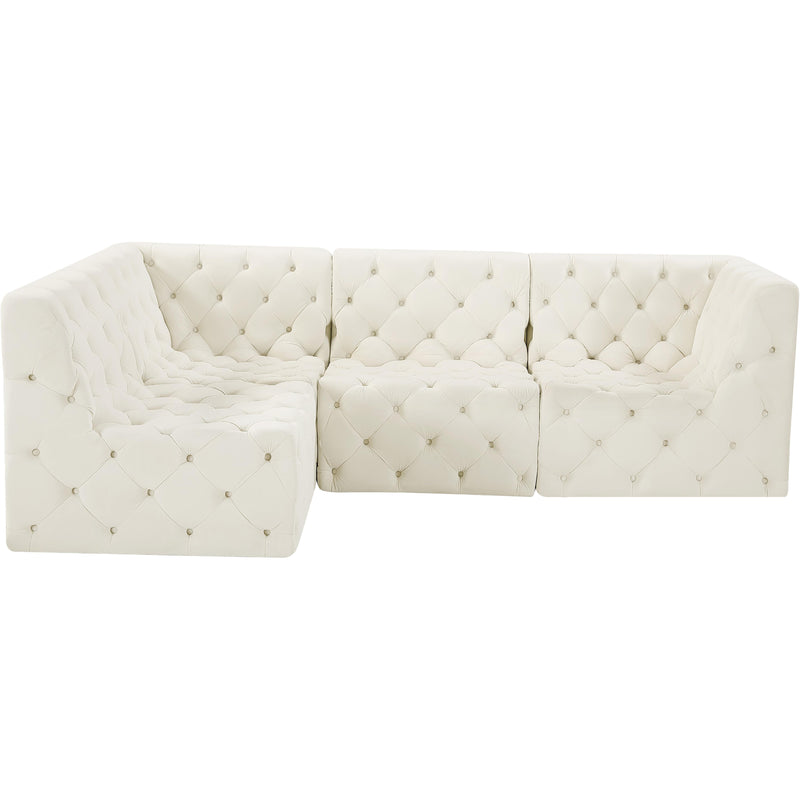 Meridian Tuft Cream Velvet Modular Sectional IMAGE 8