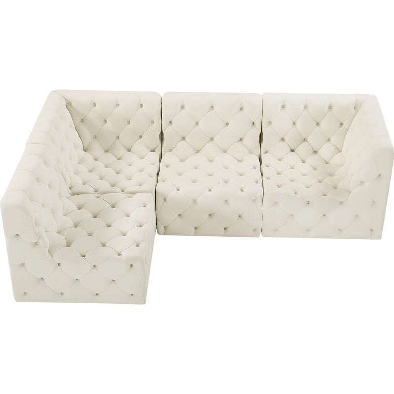 Meridian Tuft Cream Velvet Modular Sectional IMAGE 9