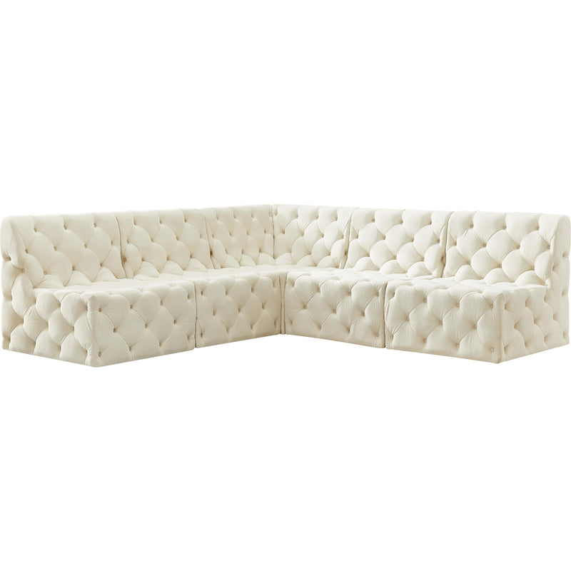 Meridian Tuft Cream Velvet Modular Sectional IMAGE 1