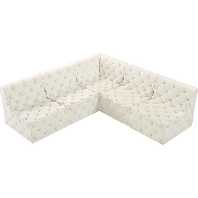 Meridian Tuft Cream Velvet Modular Sectional IMAGE 5