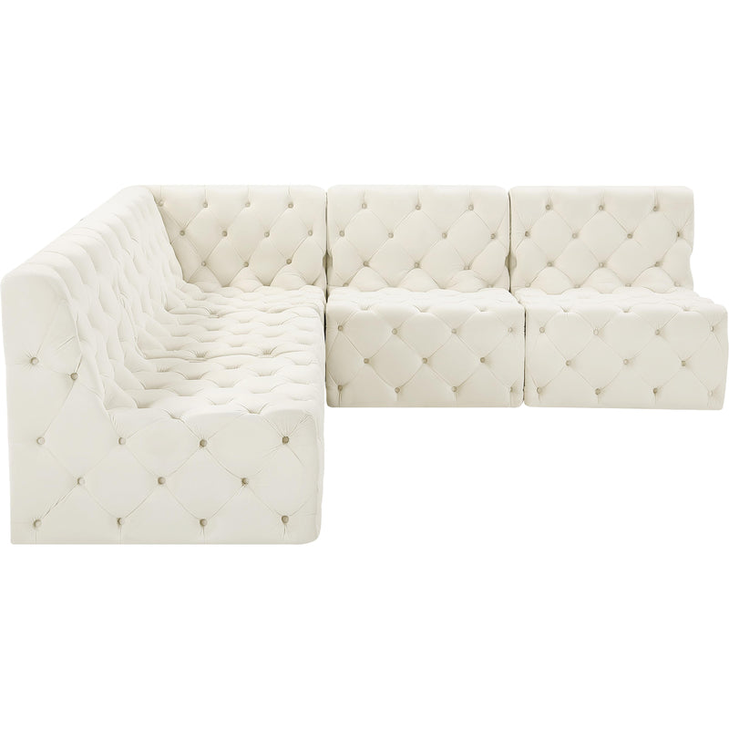 Meridian Tuft Cream Velvet Modular Sectional IMAGE 6