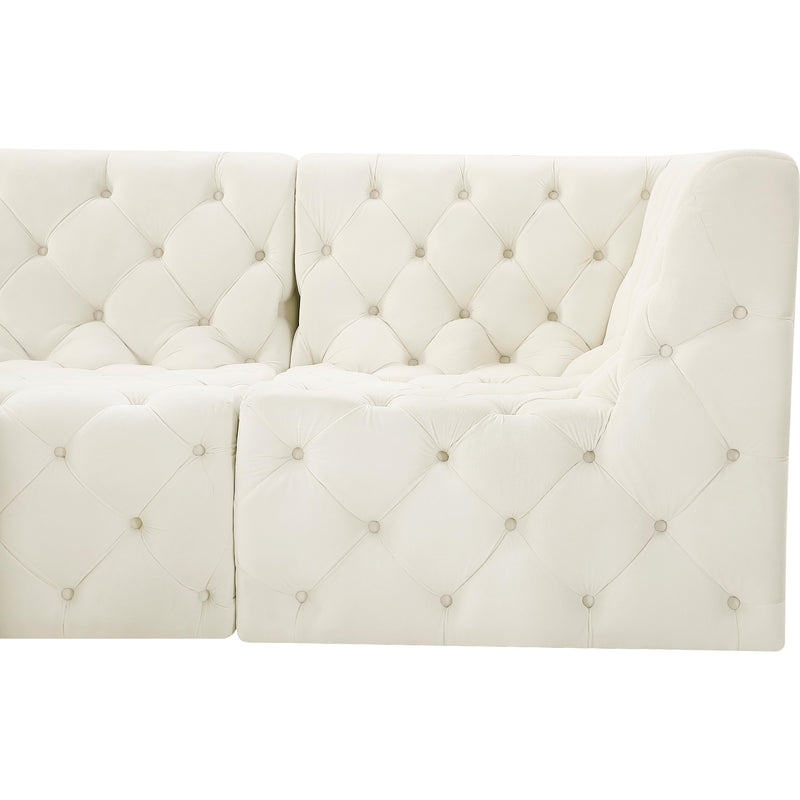 Meridian Tuft Cream Velvet Modular Sectional IMAGE 7