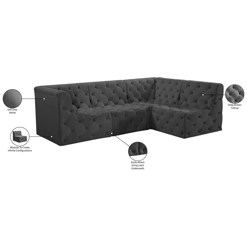 Diamond Modern Furniture Meridian Tuft Fabric Sectional 680Grey-Sec4A IMAGE 20