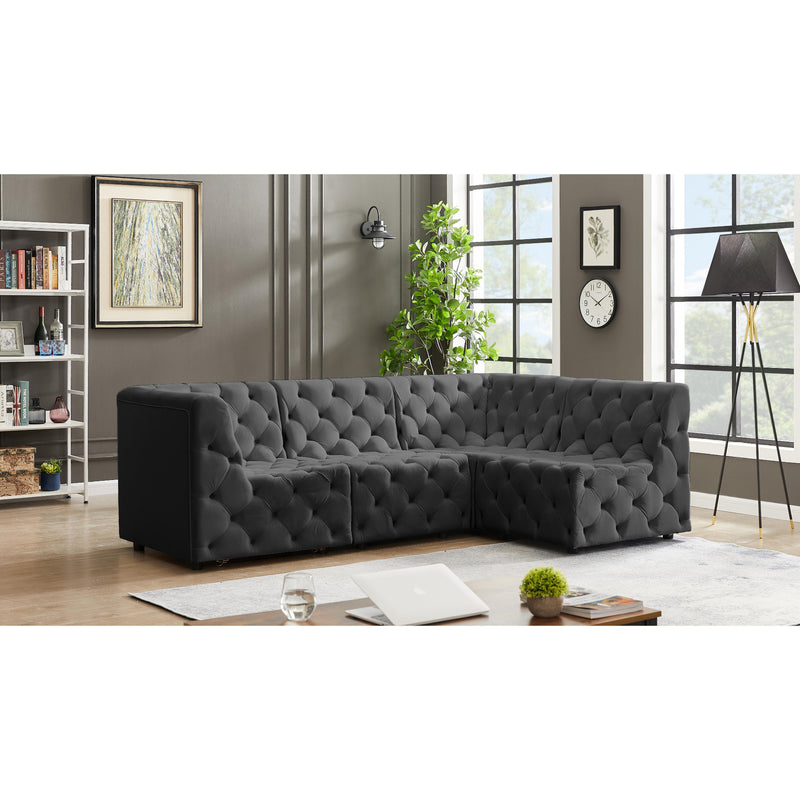 Diamond Modern Furniture Meridian Tuft Fabric Sectional 680Grey-Sec4A IMAGE 3