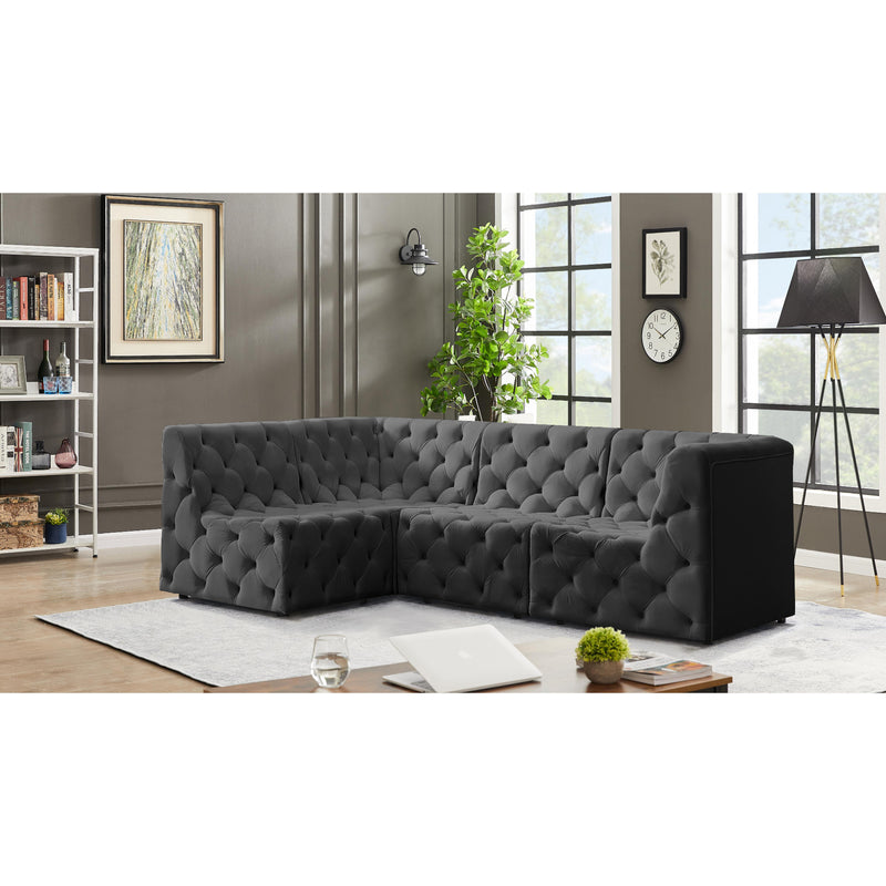 Diamond Modern Furniture Meridian Tuft Fabric Sectional 680Grey-Sec4A IMAGE 4