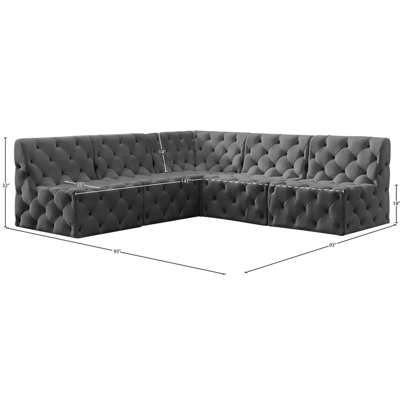 Diamond Modern Furniture Meridian Tuft Fabric Sectional 680Grey-Sec5B IMAGE 16