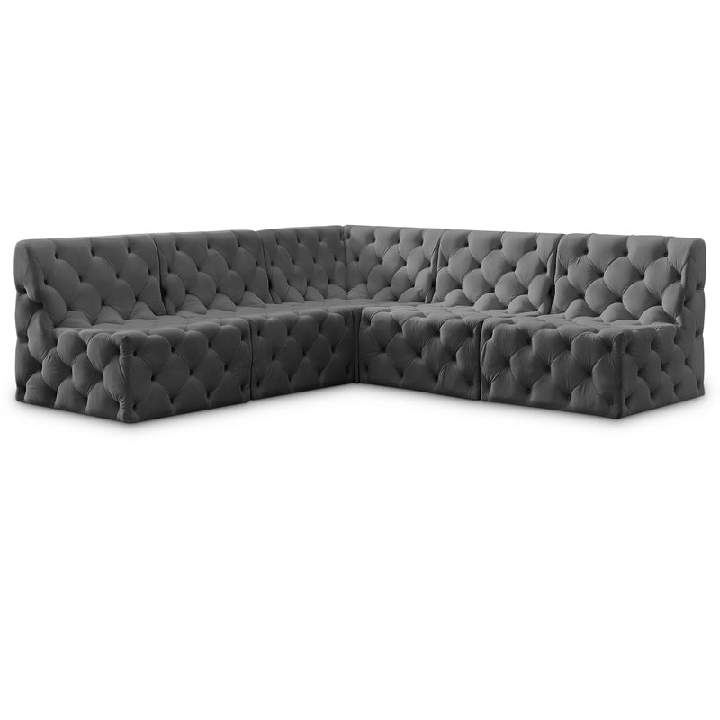 Diamond Modern Furniture Meridian Tuft Fabric Sectional 680Grey-Sec5B IMAGE 1