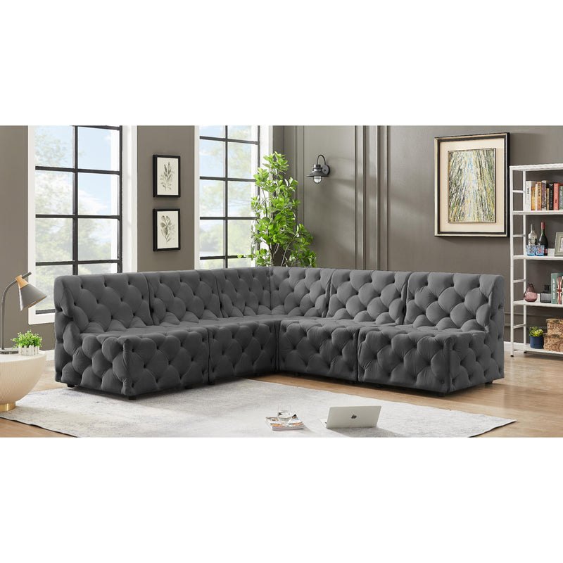 Diamond Modern Furniture Meridian Tuft Fabric Sectional 680Grey-Sec5B IMAGE 2