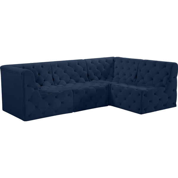 Meridian Tuft Navy Velvet Modular Sectional IMAGE 1