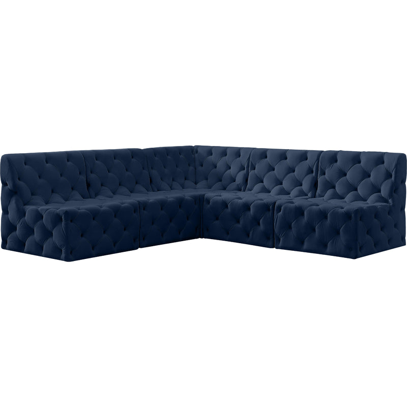 Meridian Tuft Navy Velvet Modular Sectional IMAGE 1