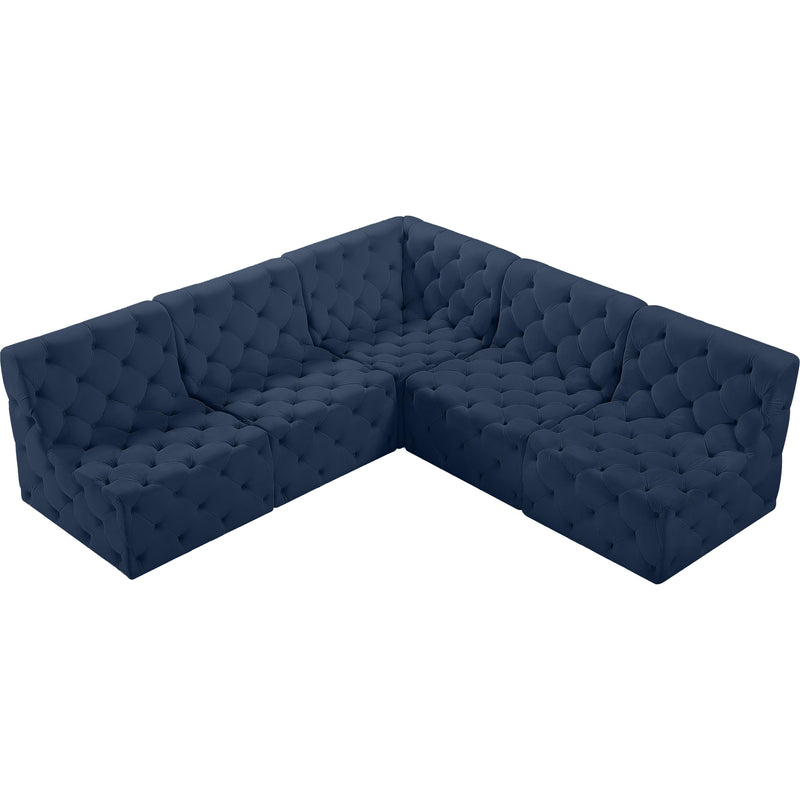 Meridian Tuft Navy Velvet Modular Sectional IMAGE 5