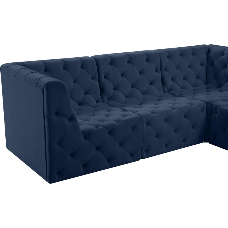 Meridian Tuft Navy Velvet Modular Sectional IMAGE 9