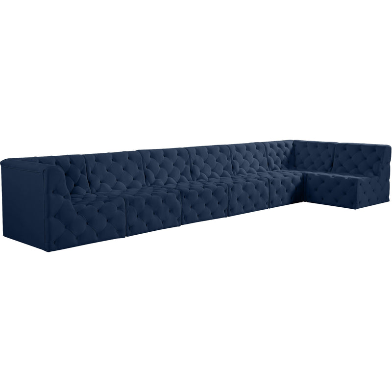 Meridian Tuft Navy Velvet Modular Sectional IMAGE 1