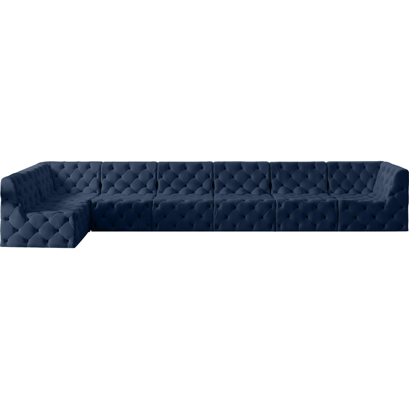 Meridian Tuft Navy Velvet Modular Sectional IMAGE 8