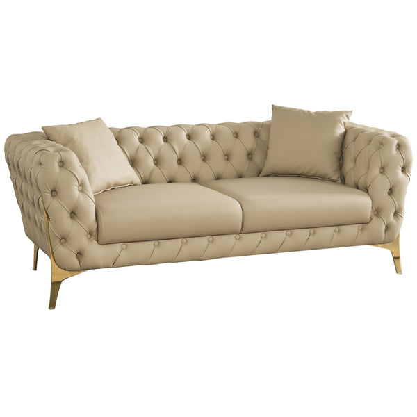 Meridian Aurora Beige Vegan Leather Loveseat IMAGE 1