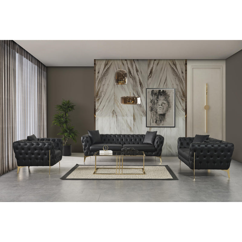 Meridian Aurora Black Vegan Leather Loveseat IMAGE 11