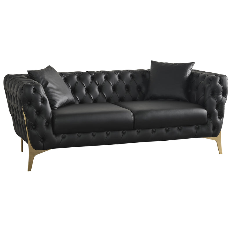 Meridian Aurora Black Vegan Leather Loveseat IMAGE 1