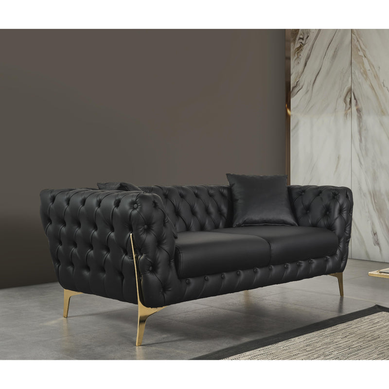 Meridian Aurora Black Vegan Leather Loveseat IMAGE 2