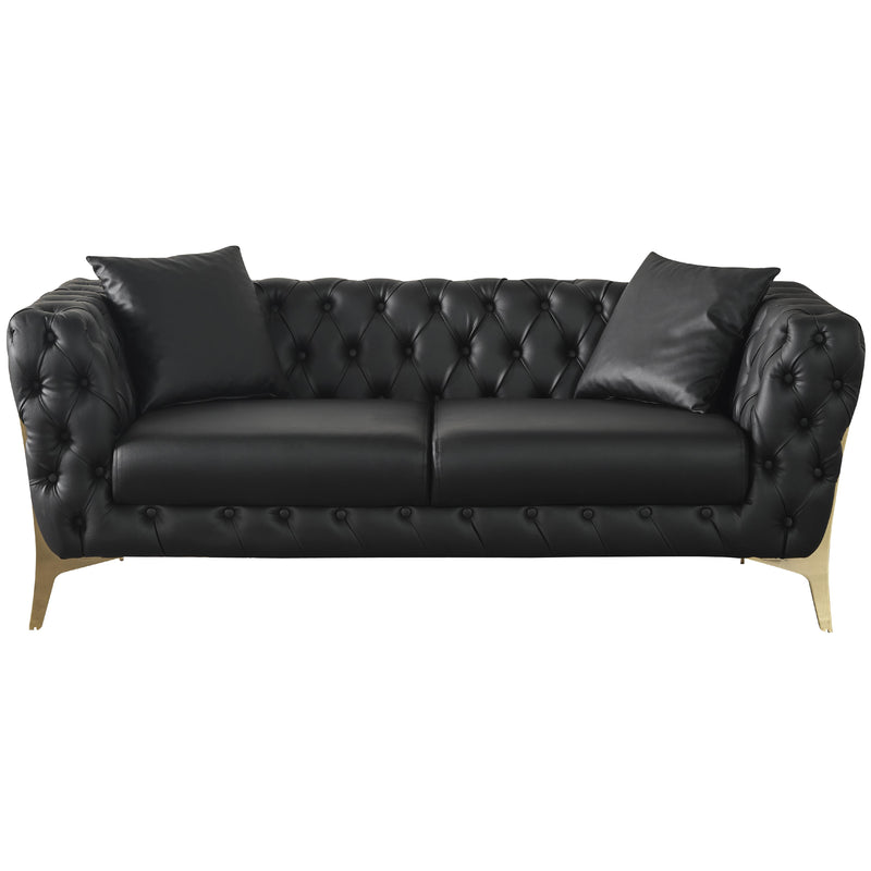 Meridian Aurora Black Vegan Leather Loveseat IMAGE 5