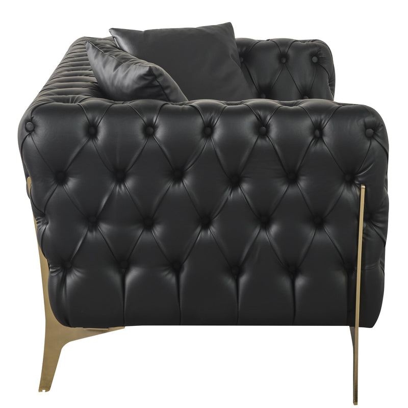 Meridian Aurora Black Vegan Leather Loveseat IMAGE 6