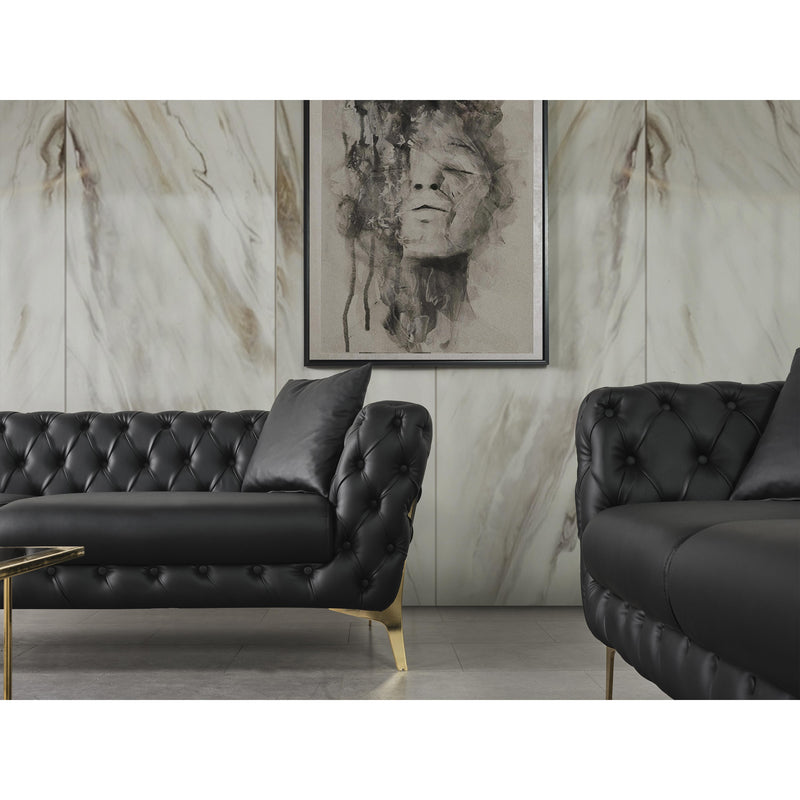 Meridian Aurora Black Vegan Leather Loveseat IMAGE 8