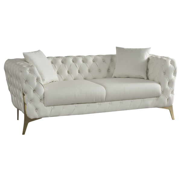 Meridian Aurora Cream Vegan Leather Loveseat IMAGE 1