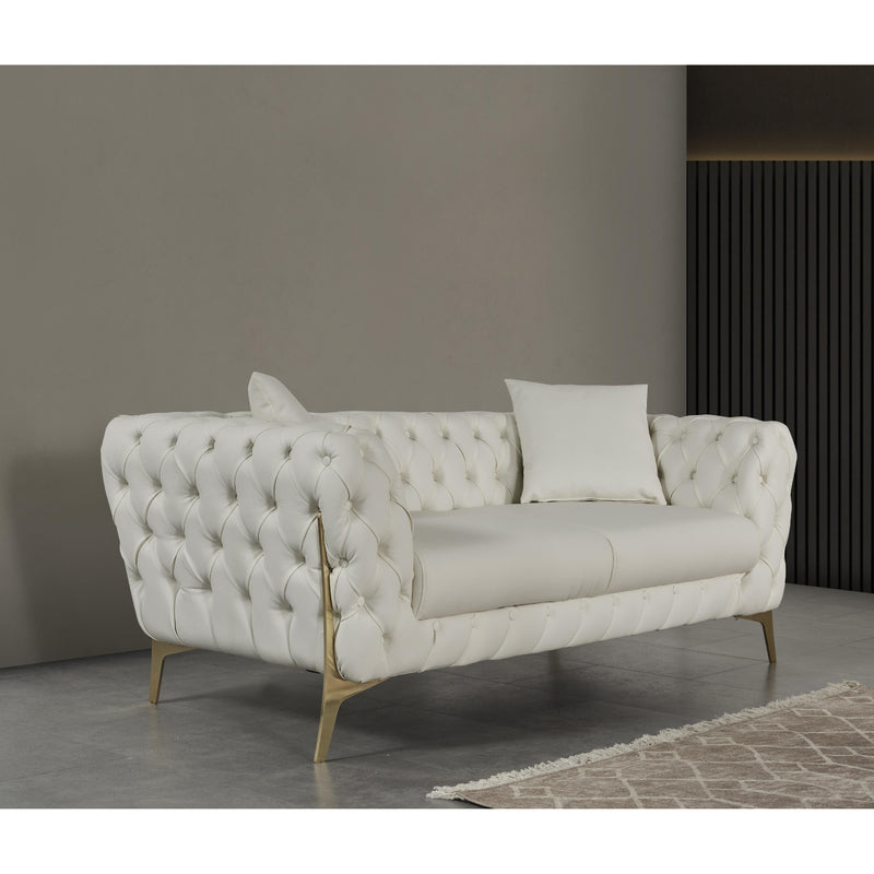 Meridian Aurora Cream Vegan Leather Loveseat IMAGE 2