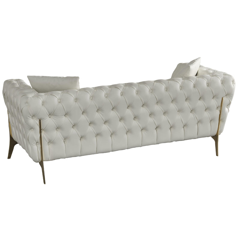 Meridian Aurora Cream Vegan Leather Loveseat IMAGE 3