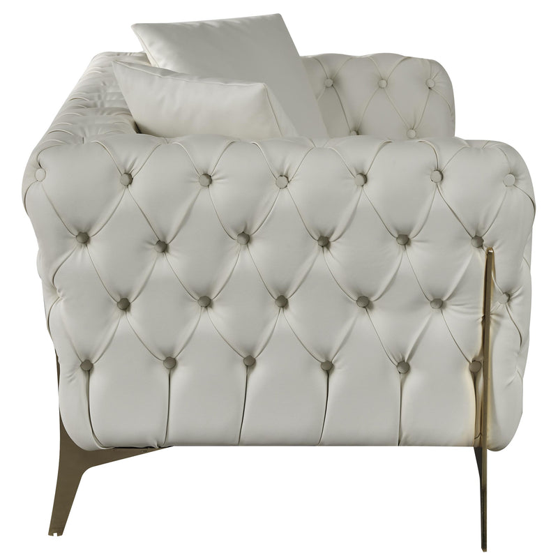 Meridian Aurora Cream Vegan Leather Loveseat IMAGE 6