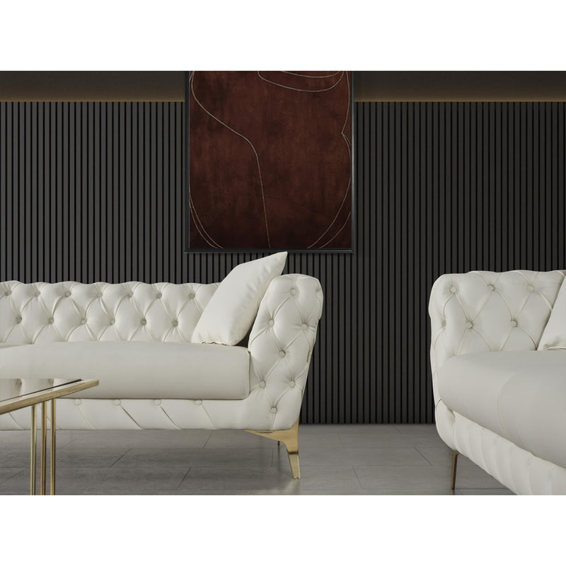 Meridian Aurora Cream Vegan Leather Loveseat IMAGE 8